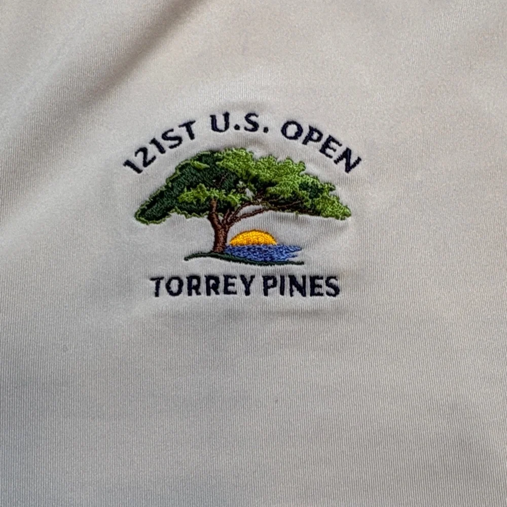 RLX Ralph Lauren White Polo 121st U.S. Open Torrey Pines Golf Shirt Men’s M